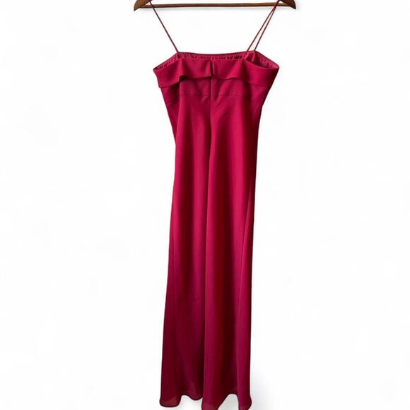 Michaelangelo Red Satin Spaghetti Strap Formal Gown Size 4 Long Evening Dress - Picture 6 of 8